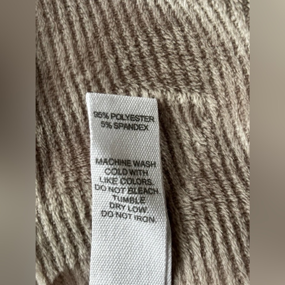 Danskin Ribbed Hoodie Taupe Beige Pullover Drawstring Hooded Sweatshirt M - Picture 4 of 5